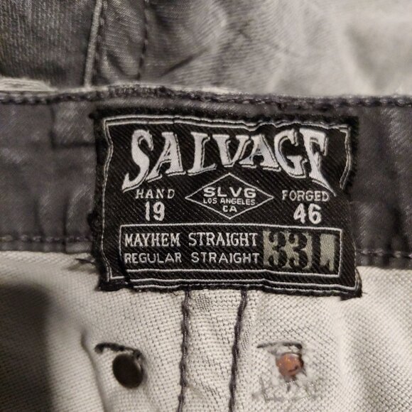 Salvage Mayhem Straight Regular Gray Rock Grunge Streetwear 33L Stretch Emo Goth - Picture 7 of 9